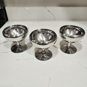 Vintage MCM Atomic Space Age Zahran 18/10 Quality Stainless Steel Dessert Cups